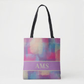 Pastel Patchwork Abstract Design Initialen Tote Bag (Voorkant)