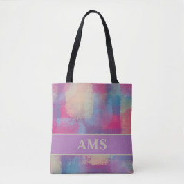 Pastel Patchwork Abstract Design Initialen Tote Bag