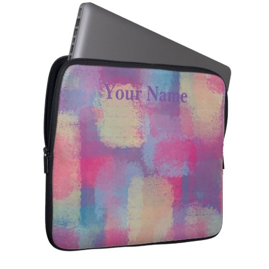 Pastel Patchwork Abstract ontwerp Laptop Sleeve (Voorkant Rechts)
