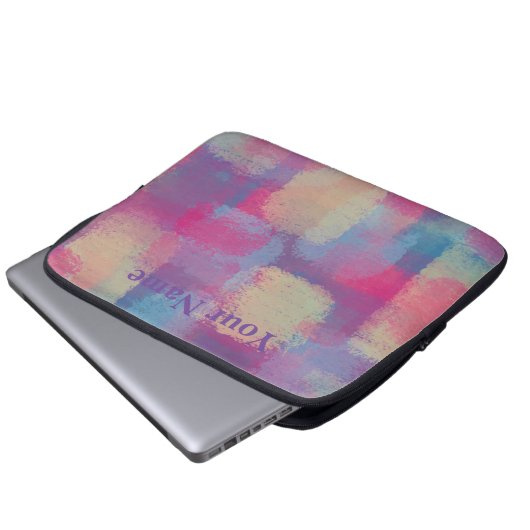Pastel Patchwork Abstract ontwerp Laptop Sleeve (Voorkant onderkant)
