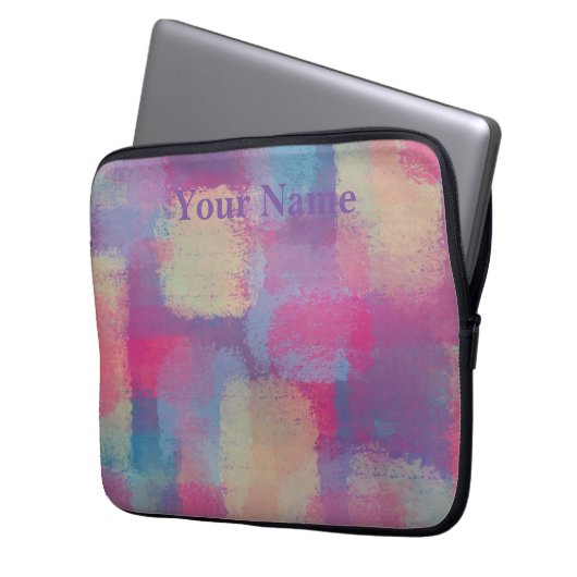 Pastel Patchwork Abstract ontwerp Laptop Sleeve (Voorkant Links)