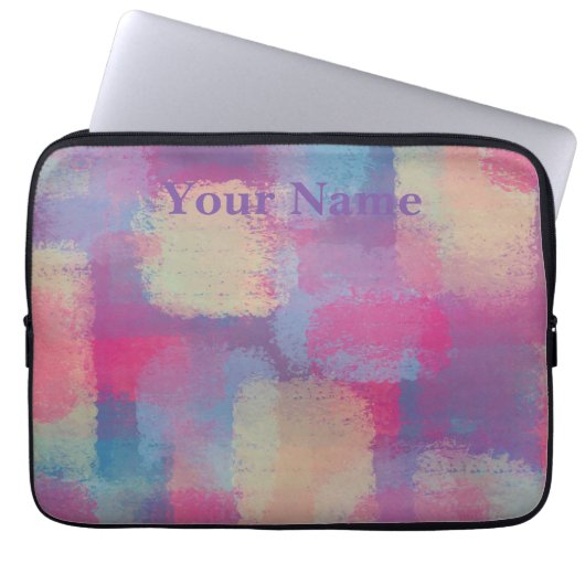 Pastel Patchwork Abstract ontwerp Laptop Sleeve (Voorkant)