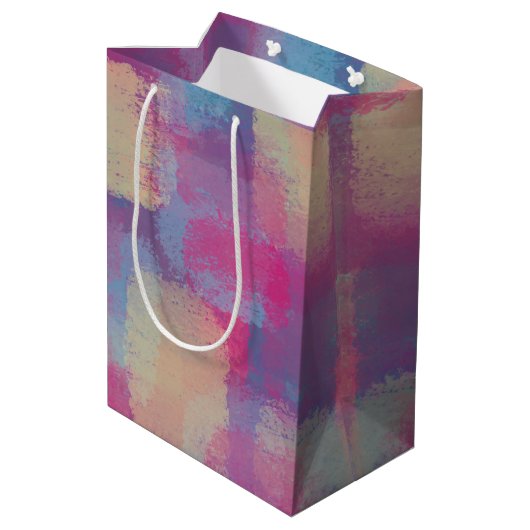 Pastel Patchwork Abstract ontwerp Medium Cadeauzakje (Achterkant Gekanteld)