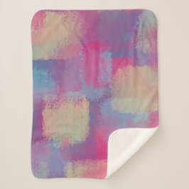 Pastel Patchwork Abstract ontwerp Sherpa Deken