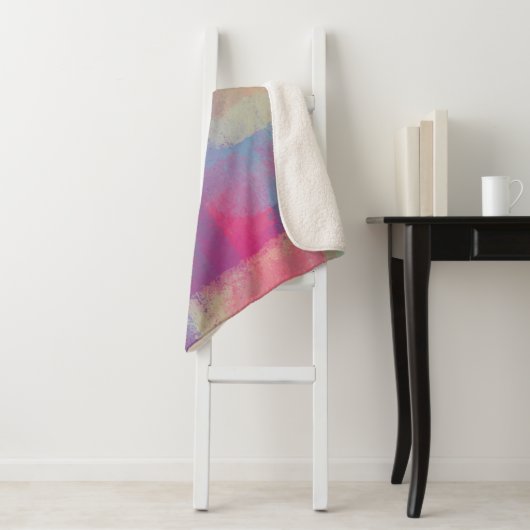 Pastel Patchwork Abstract ontwerp Sherpa Deken (In situ)