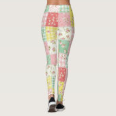 Pastel Patchwork Bloem Gingham Vintage Cottage Leggings (Achterkant)