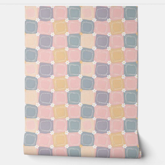 Pastel Patchwork Delight Behang (Afrollen)