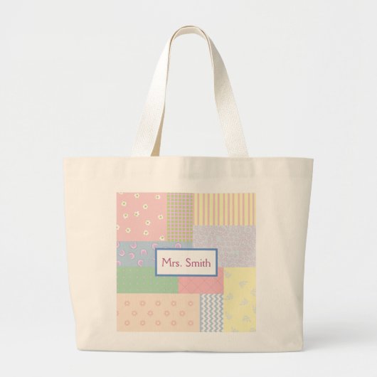 Pastel Patchwork Grote Tote Bag (Voorkant)