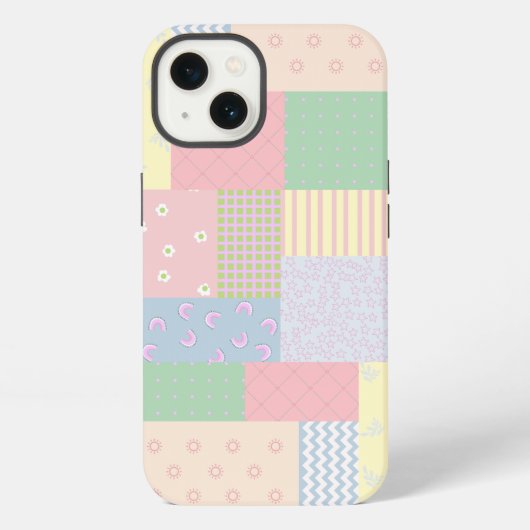 Pastel Patchwork iPhone Hoesje (Achterkant)