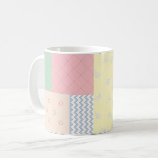Pastel Patchwork Koffiemok (Voorkant links)