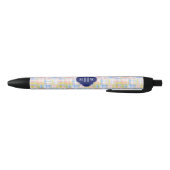 Pastel Patchwork Madras Navy Vierbladig Monogram Blauwe Inkt Pen (Bodem)
