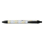 Pastel Patchwork Madras Navy Vierbladig Monogram Blauwe Inkt Pen (Achterkant)