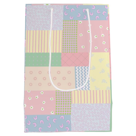 Pastel Patchwork Medium Cadeauzakje (Achterkant)