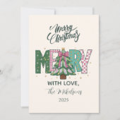 Pastel Patchwork Merry Christmas Feestdagenkaart (Voorkant)