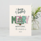 Pastel Patchwork Merry Christmas Feestdagenkaart (Staand voorkant)