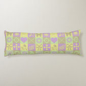 Pastel Patchwork Motief Patroon Lichaamskussen (Achterkant)