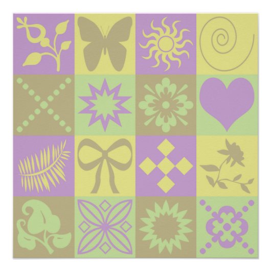 Pastel Patchwork Motief Patroon Perfect Poster (Voorkant)