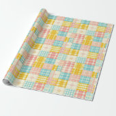 Pastel Patchwork Plaid Spring Wrapping Paper Cadeaupapier (Uitgerold)