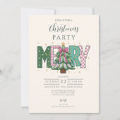 Pastel Patchwork Prettig Kerstfeest Kaart (Voorkant)
