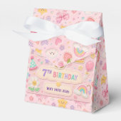 Pastel Patchwork Regenboog 7e Verjaardagsfeestje M Bedankdoosjes (Voorkant Zijde)