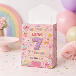 Pastel Patchwork Regenboog 7e Verjaardagsfeestje M Bedankdoosjes