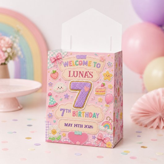 Pastel Patchwork Regenboog 7e Verjaardagsfeestje M Bedankdoosjes