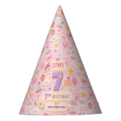 Pastel Patchwork Regenboog 7e Verjaardagsfeestje M Feesthoedjes (Voorkant)