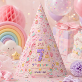 Pastel Patchwork Regenboog 7e Verjaardagsfeestje M Feesthoedjes