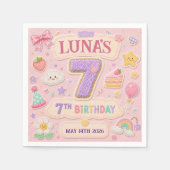 Pastel Patchwork Regenboog 7e Verjaardagsfeestje M Servet (Voorkant)