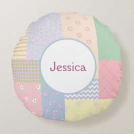 Pastel Patchwork Rond Kussen