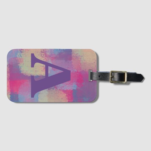 Pastel Patchwork Roze en Paars Abstract Bagagelabel (Voorkant (horizontaal))