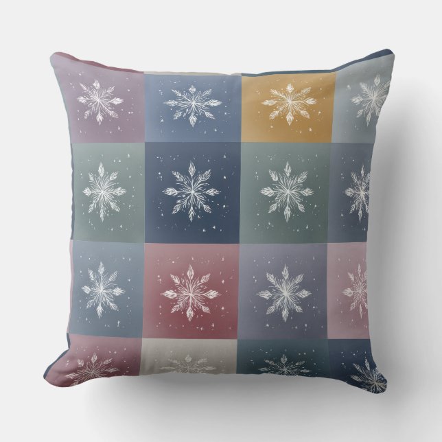 Pastel Patchwork Snowflake Floral Throw Pillow Kussen (Voorkant)