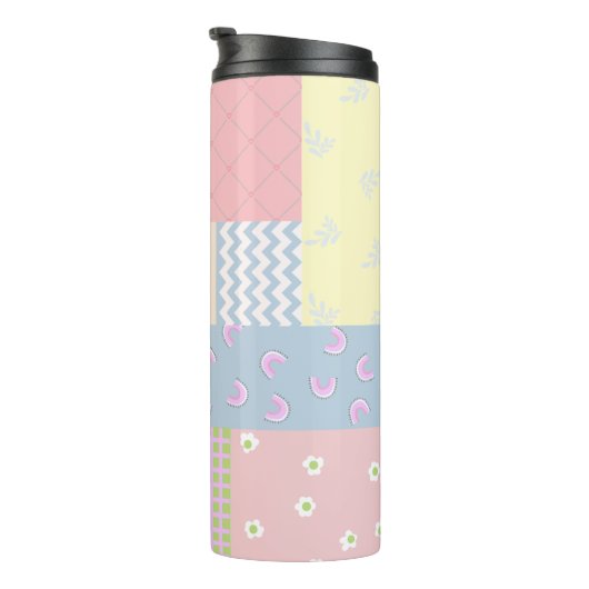 Pastel Patchwork Thermosbeker (Geroteerd rechts)