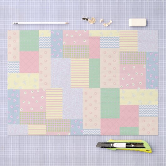 Pastel Patchwork Tissuepapier (Craft)