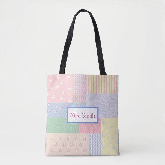 Pastel Patchwork Tote Bag (Voorkant)