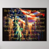 Pastel Patriottisch Stadsbeeld Preamble Gold Folie Afdrukken (Voorkant)