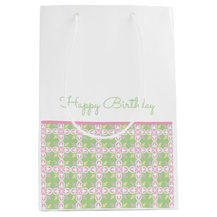Pastel Patroon Lente Kleuren Gelukkige Verjaardag Medium Cadeauzakje