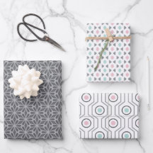 Pastel patroon van grijs, roze, mint retro-vormen