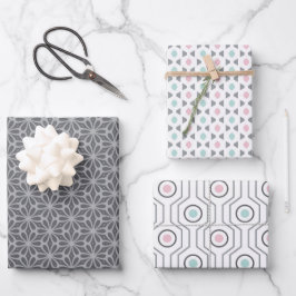 Pastel patroon van grijs, roze, mint retro-vormen inpakpapier vel