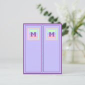 Pastel Patterated Monogram M Briefkaart Bladwijzer (Staand voorkant)