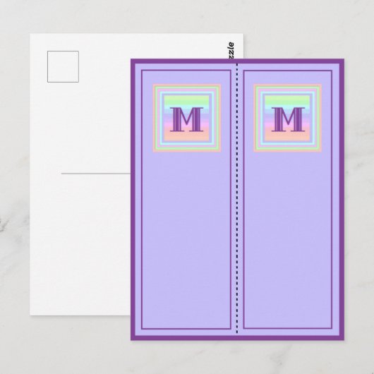 Pastel Patterated Monogram M Briefkaart Bladwijzer (Voorkant / Achterkant)