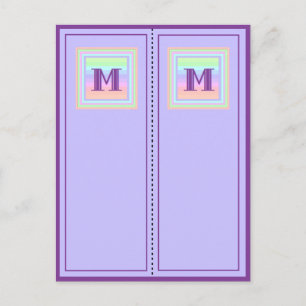 Pastel Patterated Monogram M Briefkaart Bladwijzer
