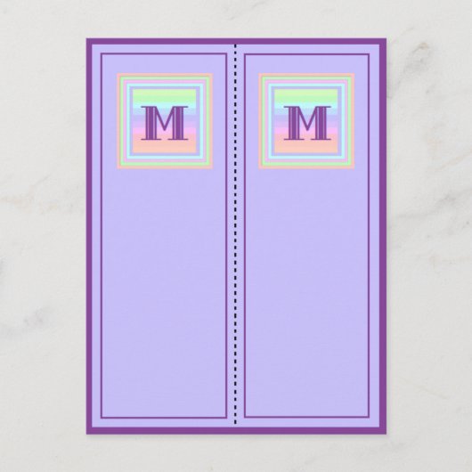 Pastel Patterated Monogram M Briefkaart Bladwijzer (Voorkant)