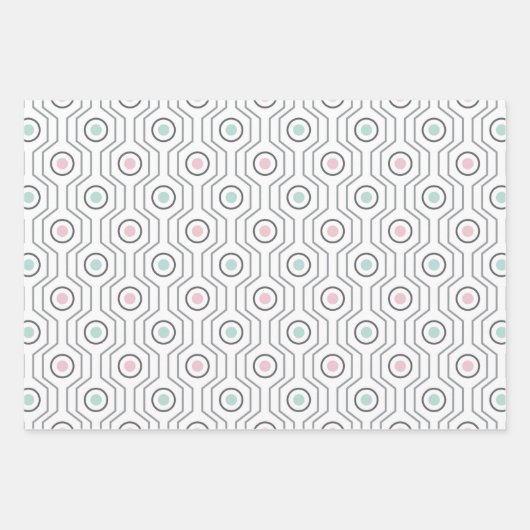 Pastel Pattern of Gray, Pink, Mint Retro Shapes Inpakpapier Vel (Voorkant 3)