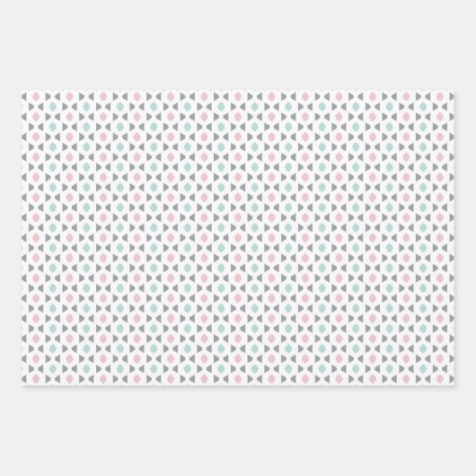 Pastel Pattern of Gray, Pink, Mint Retro Shapes Inpakpapier Vel (Voorkant 2)
