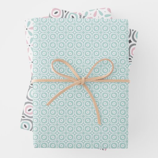 Pastel Pattern of Pink, Mint, Gray Geometric Shape Inpakpapier Vel (In situ)