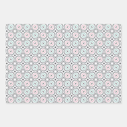 Pastel Pattern of Pink, Mint, Gray Geometric Shape Inpakpapier Vel (Voorkant 2)