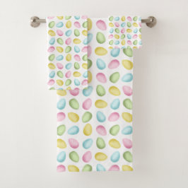 Pastel Pattern Of Watercolor Easter Eggs Bad Handdoek