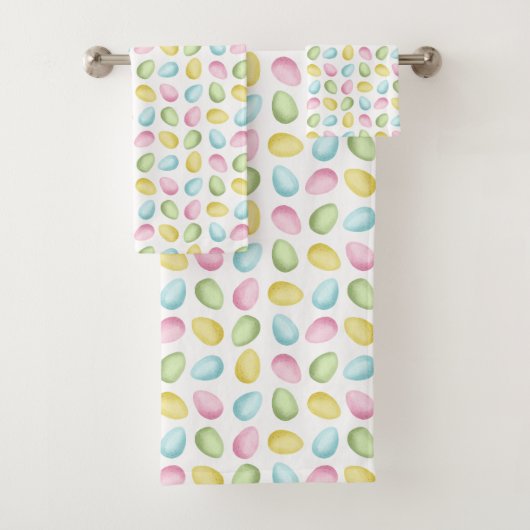 Pastel Pattern Of Watercolor Easter Eggs Bad Handdoek (Insitu)