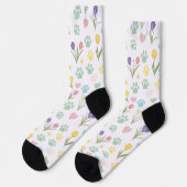 Pastel Paw Print en Harten Bloemen Sokken (Links)